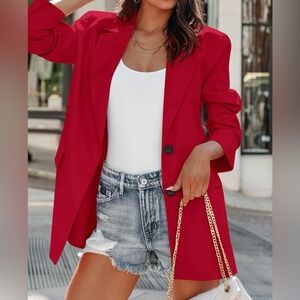 KIRUNDO Womens Blazer Long Sleeve Button With Pockets